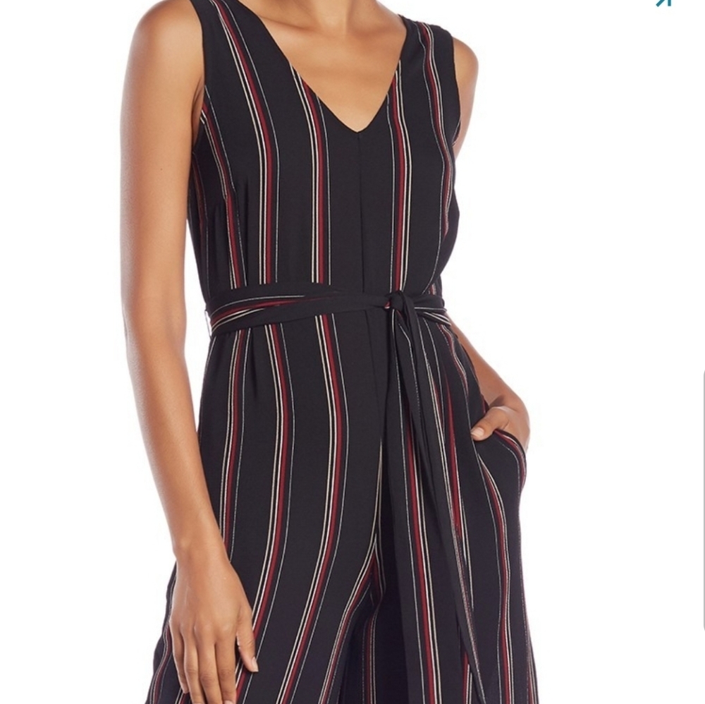 MAX STUDIO wide leg jumpsuit striped ankle